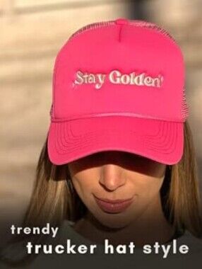 Citrusy Stay Golden Hot Pink Trucker Hat NWOT